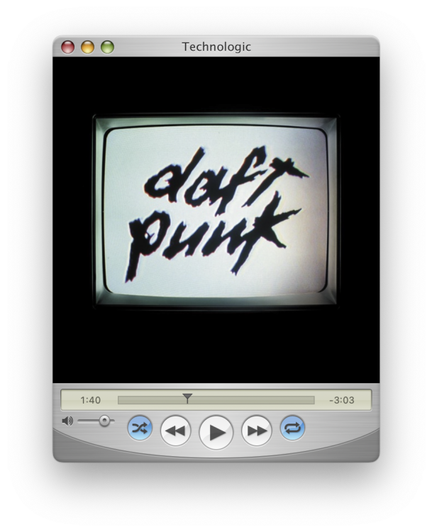 A screenshot of the QuickTune music control app on Mac.