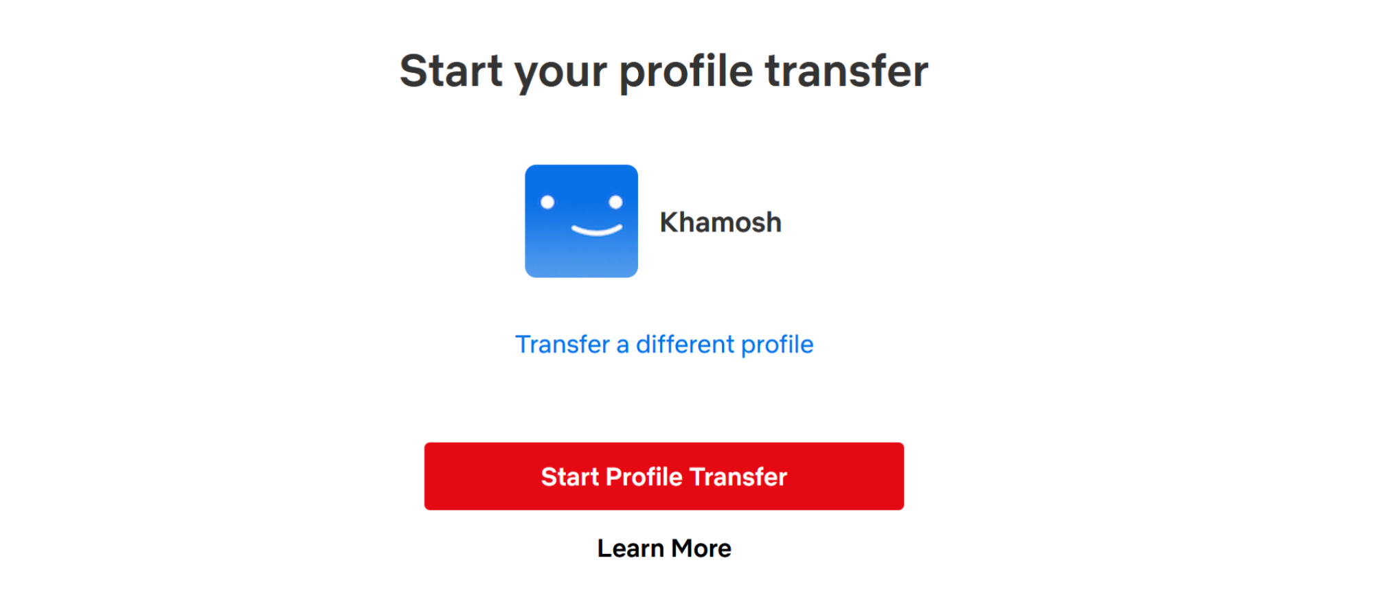 Transfer profile in Netflix.