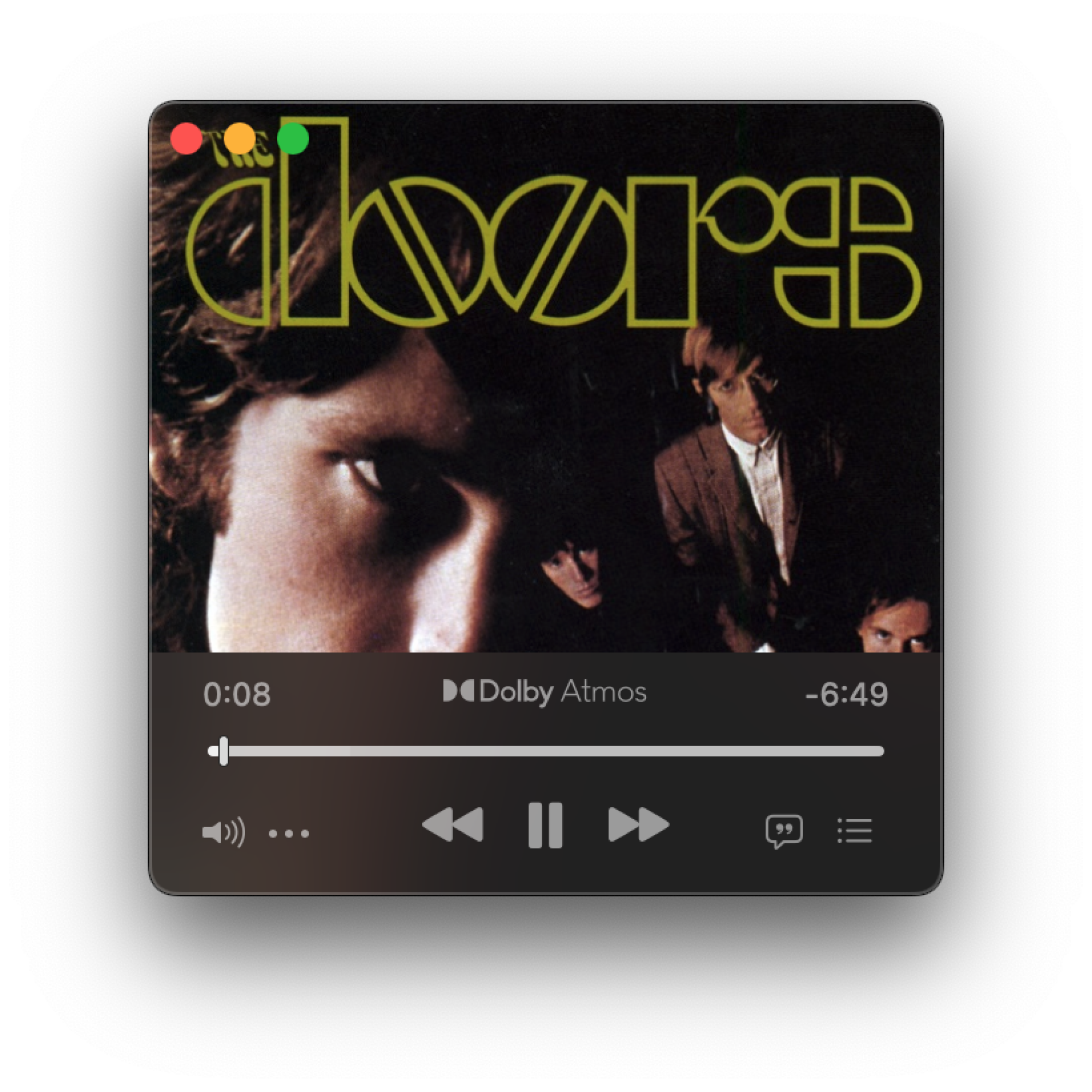 A screenshot of the mini player in Apple Music on Mac.