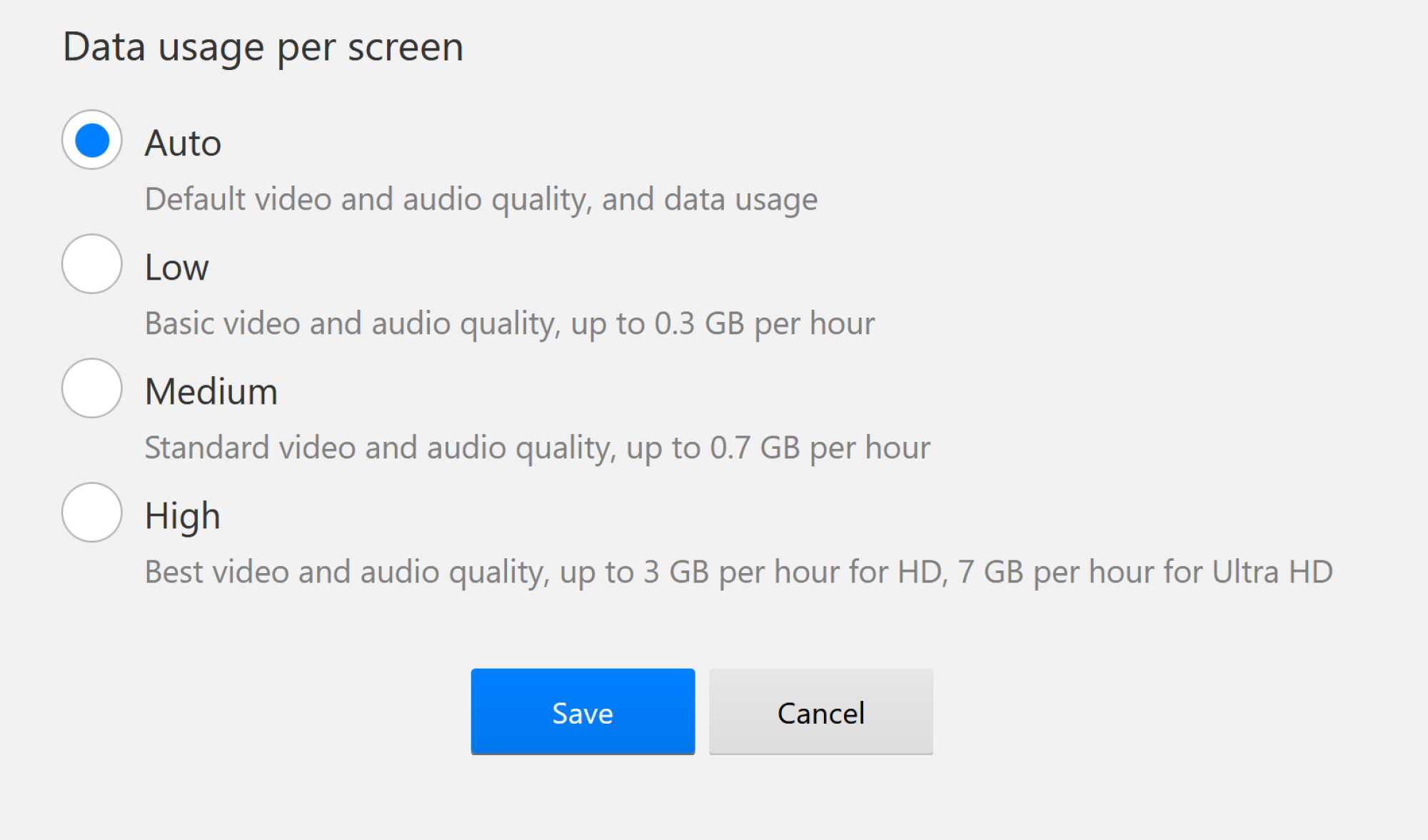 Data usage on Netflix.