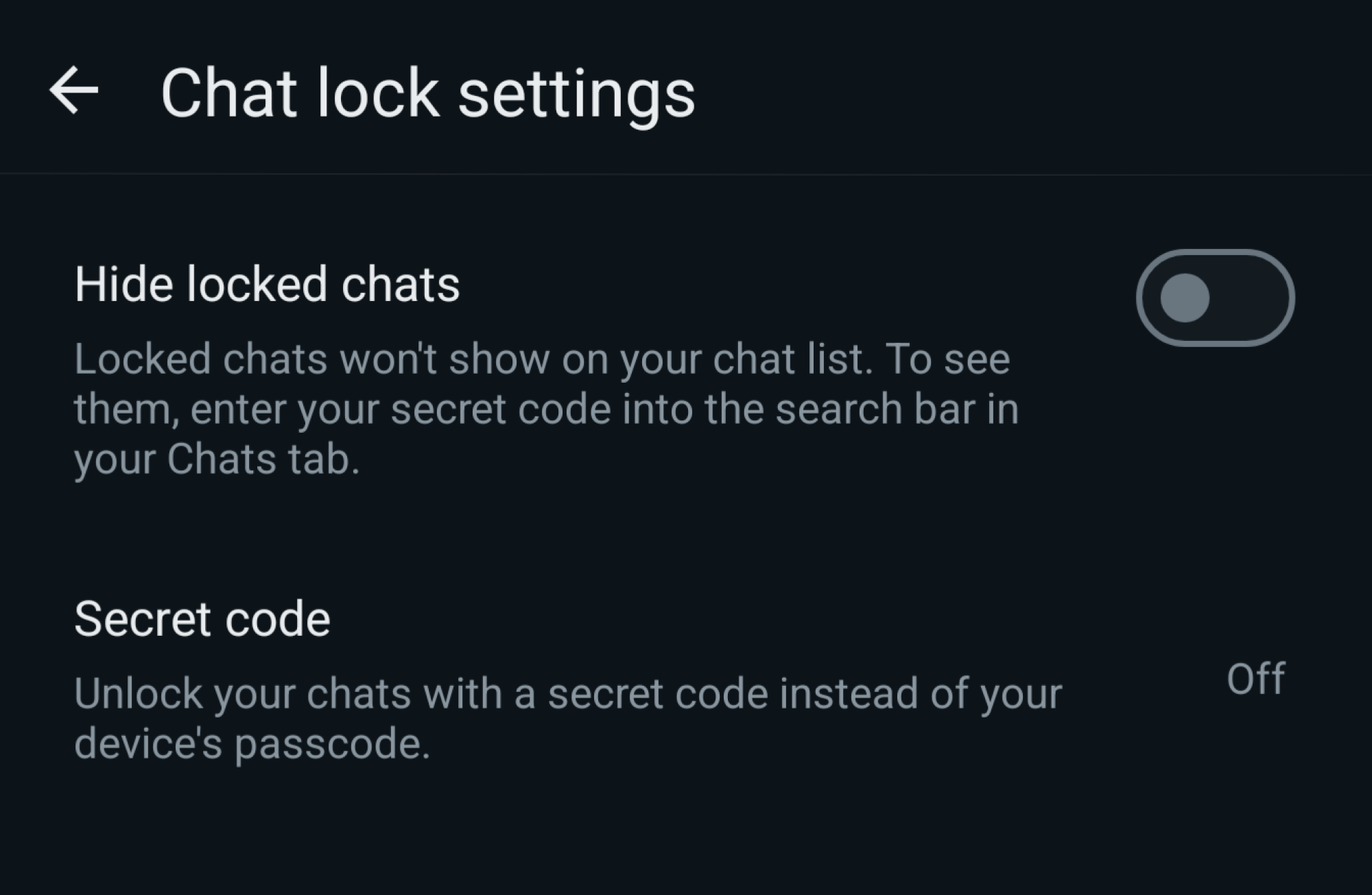 secret code settings