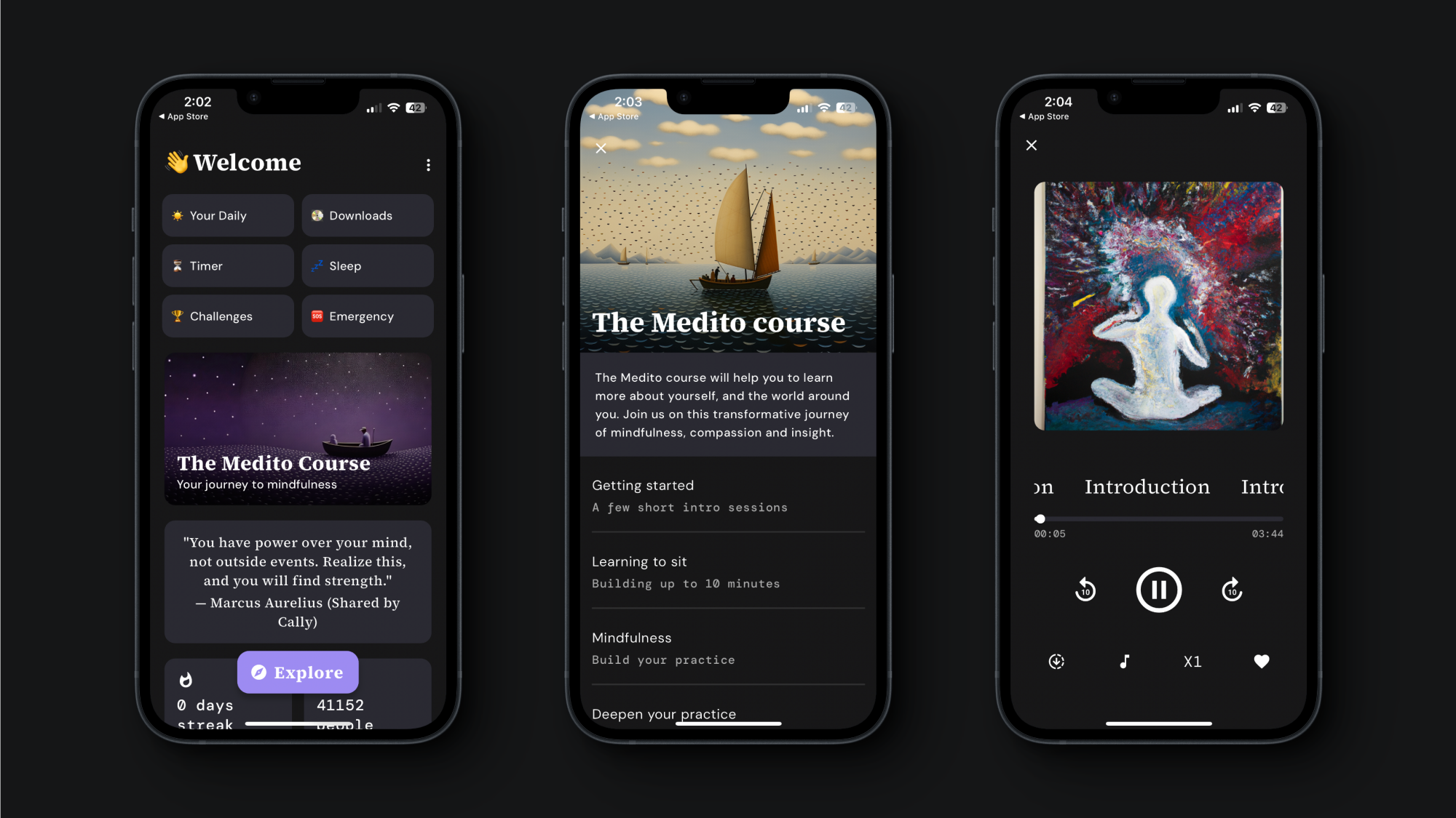 Medito Meditation app.